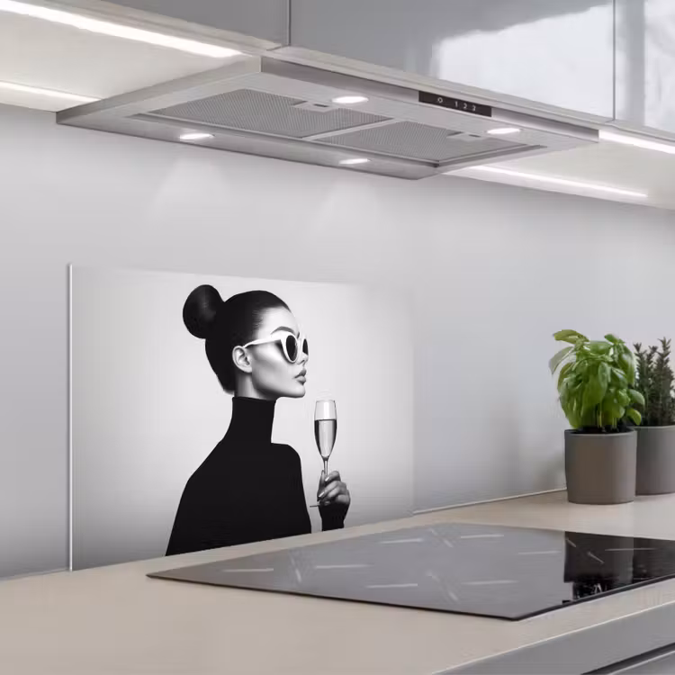 Vrouw - Champagne - Modern keuken achterwand spatscherm klein -3d_schuin
