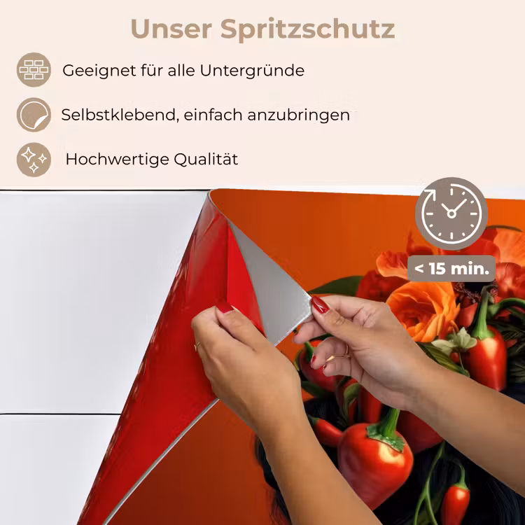 Vrouw - Chilipepers - Pepers - Bloemen keuken achterwand spatscherm klein -spatscherm_DE