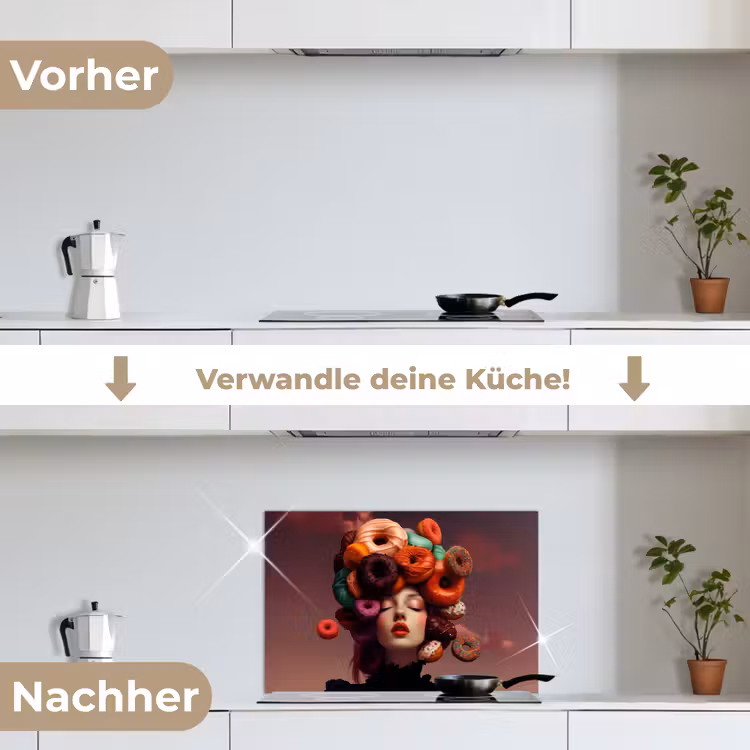 Vrouw - Donuts - Kleurrijk keuken achterwand spatscherm klein -voor_na_DE