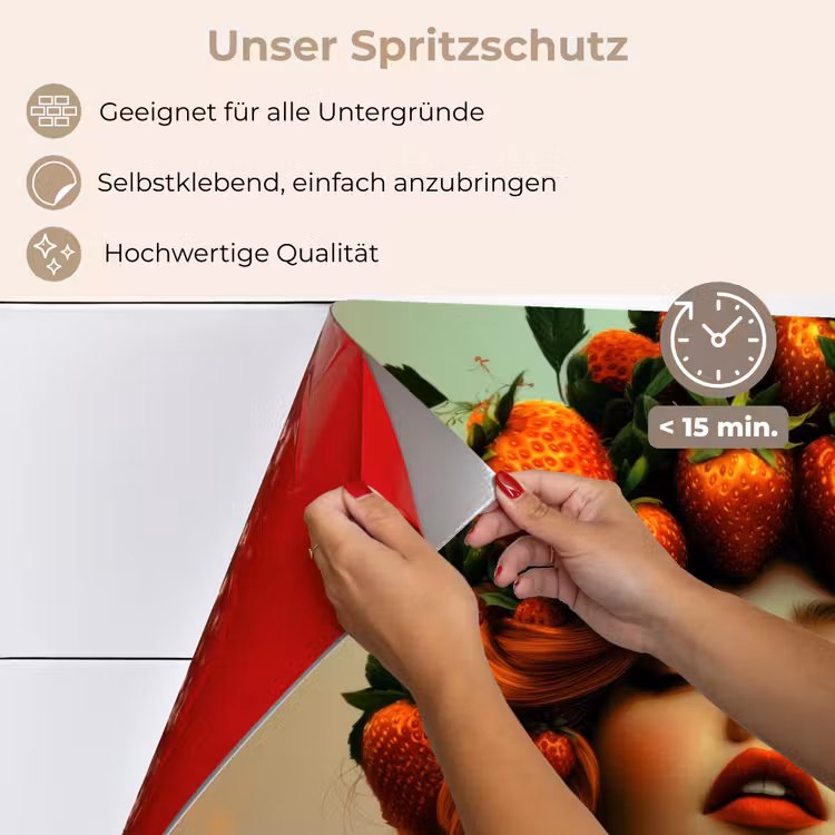 Vrouw - Aardbeien - Kroon keuken achterwand spatscherm klein -spatscherm_DE
