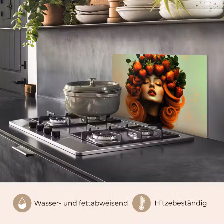 Vrouw - Aardbeien - Kroon keuken achterwand spatscherm klein -usp_DE