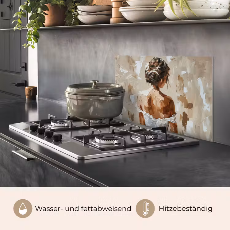 Vrouw - Verf - Abstract - Beige - Modern keuken achterwand spatscherm klein -usp_DE