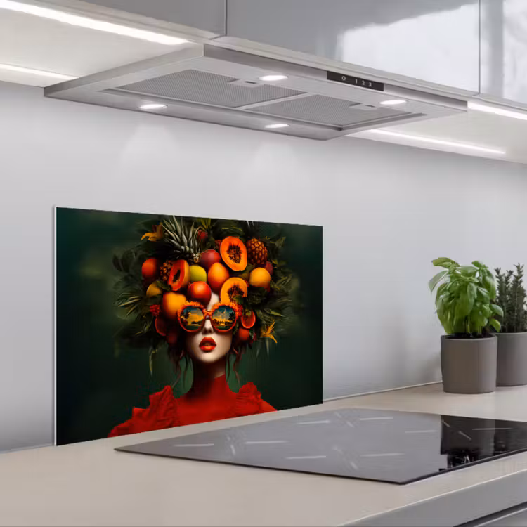 Vrouw - Vruchten - Papaja - Ananas keuken achterwand spatscherm klein -3d_schuin