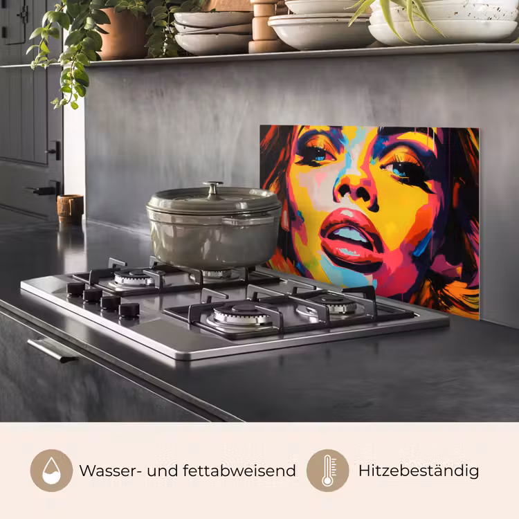 Vrouw - Gezicht - Kleurrijk keuken achterwand spatscherm klein -usp_DE
