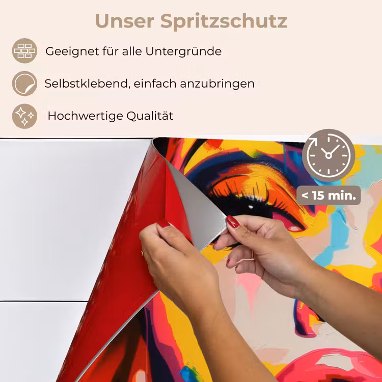 Vrouw - Gezicht - Kleurrijk keuken achterwand spatscherm klein -spatscherm_DE