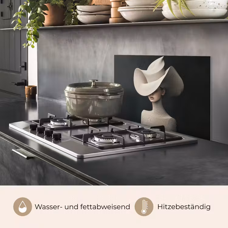 Vrouw - Golvende - Hoed keuken achterwand spatscherm klein -usp_DE