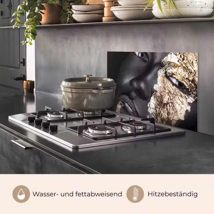 Vrouw - Goud - Zwart - Verf - Luxe keuken achterwand spatscherm klein -usp_DE