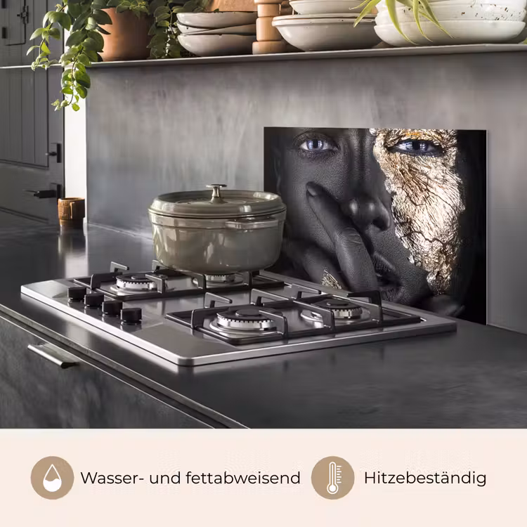Vrouw - Goud - Zwart - Schmink - Luxe keuken achterwand spatscherm klein -usp_DE