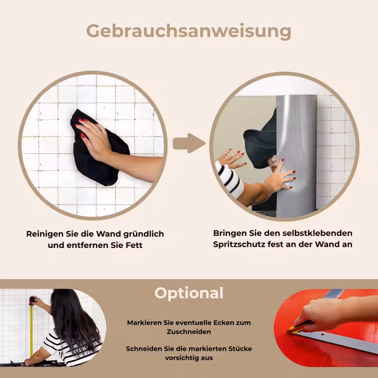 Vrouw - Groen - Hoed keuken achterwand spatscherm klein -gebruiksaanwijzing_DE