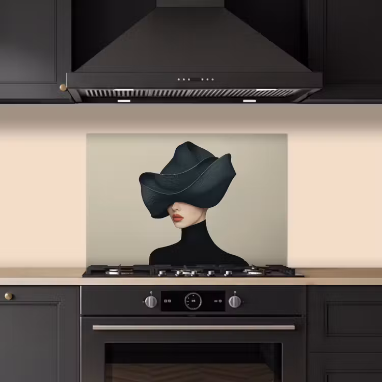 Vrouw - Groen - Hoed keuken achterwand spatscherm klein -sfeer1
