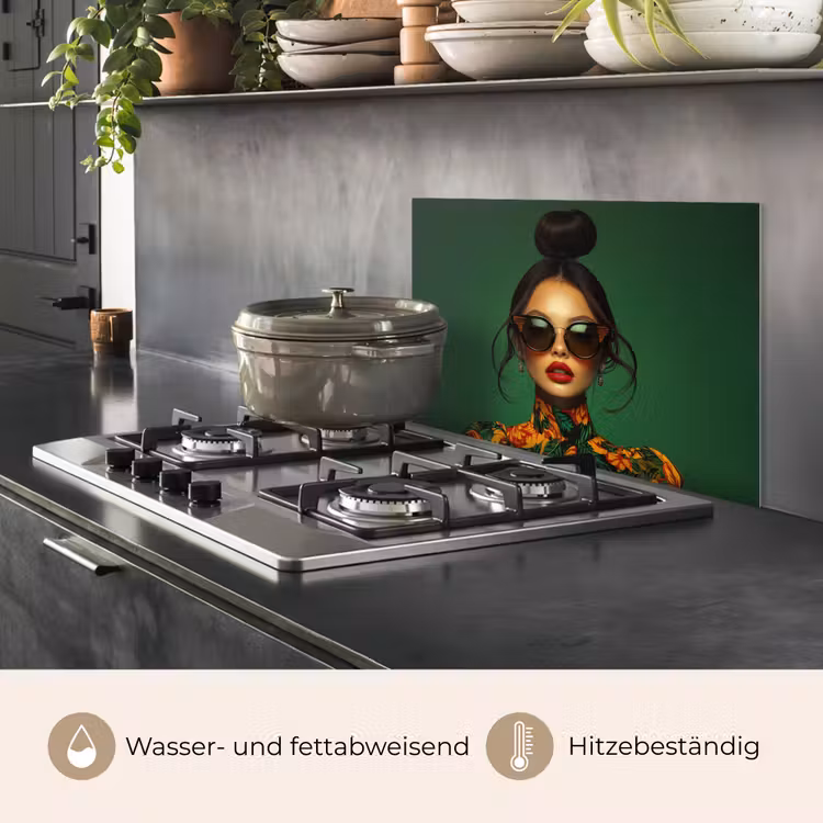 Vrouw - Groen - Modern - Bril - Abstract keuken achterwand spatscherm klein -usp_DE