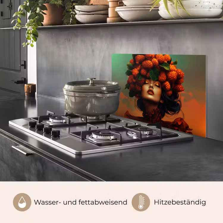 Vrouw - Frambozen - Bladeren keuken achterwand spatscherm klein -usp_DE