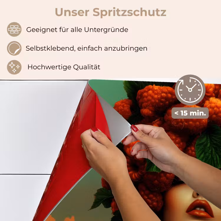 Vrouw - Frambozen - Bladeren keuken achterwand spatscherm klein -spatscherm_DE