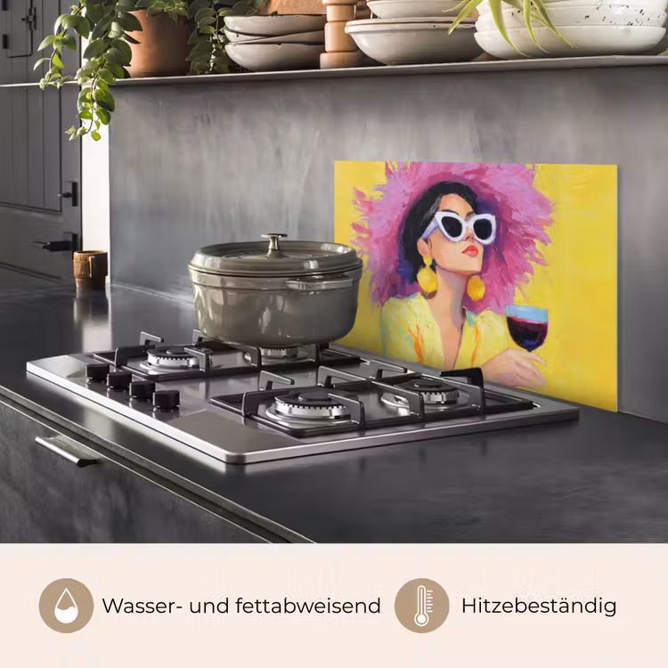 Vrouw - Hoed - Paars - Wijn keuken achterwand spatscherm klein -usp_DE