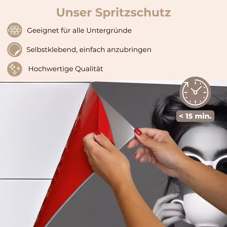 Vrouw - Koffie - Zwart - Wit keuken achterwand spatscherm klein -spatscherm_DE