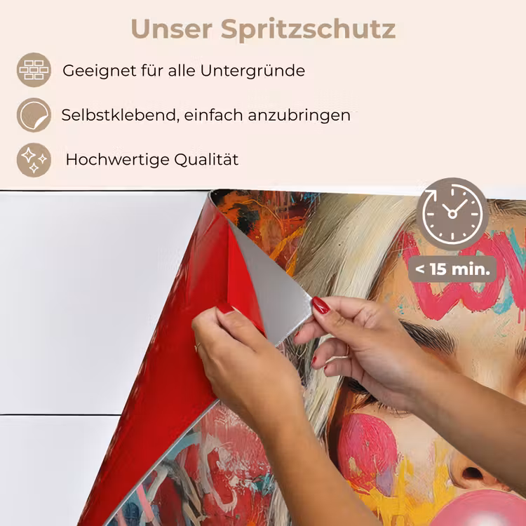 Vrouw - Kauwgom - Graffiti - Love keuken achterwand spatscherm klein -spatscherm_DE