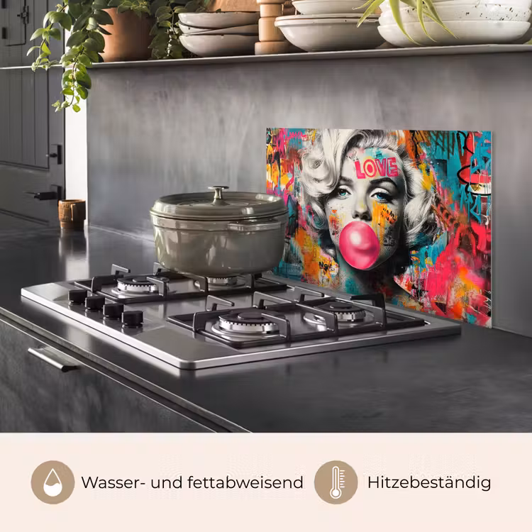 Vrouw - Kauwgom - Graffiti - Neonkleuren keuken achterwand spatscherm klein -usp_DE