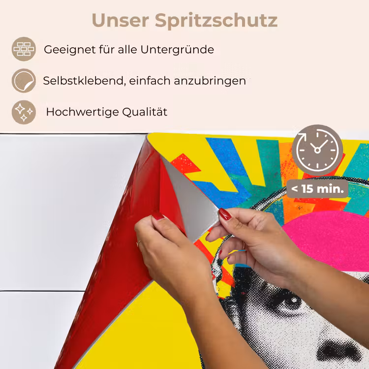 Vrouw - Koptelefoon - Geel keuken achterwand spatscherm klein -spatscherm_DE