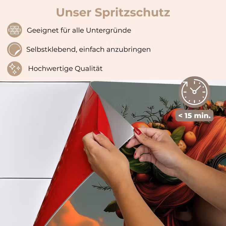 Vrouw - Kroon - Tomaat - Bascilicum - Zonnebril keuken achterwand spatscherm klein -spatscherm_DE
