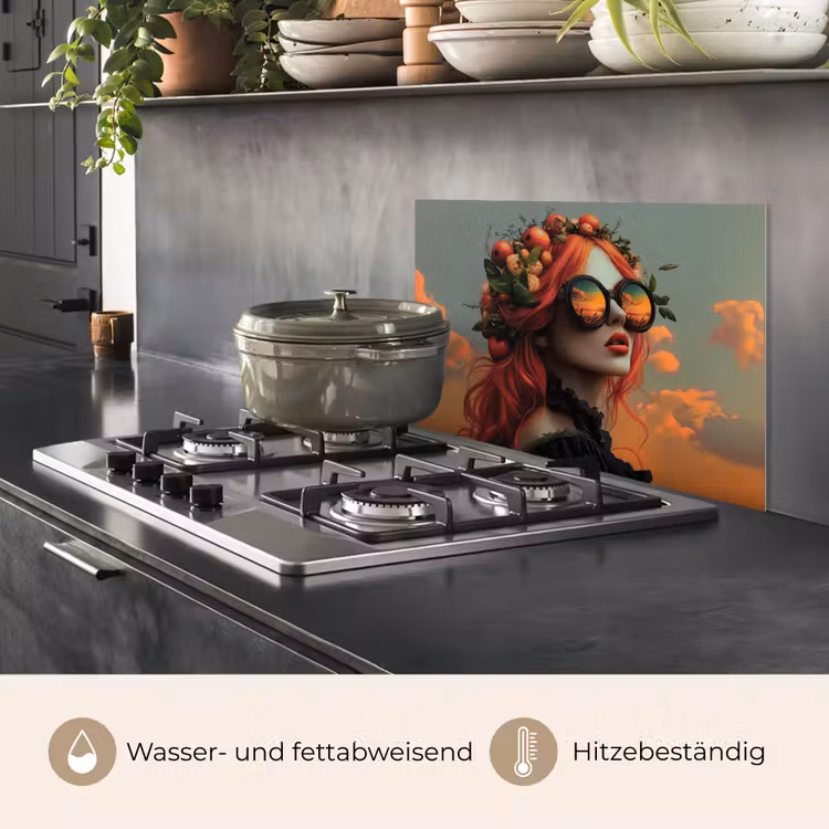 Vrouw - Kroon - Tomaat - Bascilicum - Zonnebril keuken achterwand spatscherm klein -usp_DE