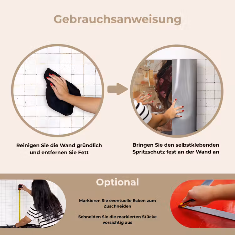Vrouw - Verflook - Portret - Modern keuken achterwand spatscherm klein -gebruiksaanwijzing_DE