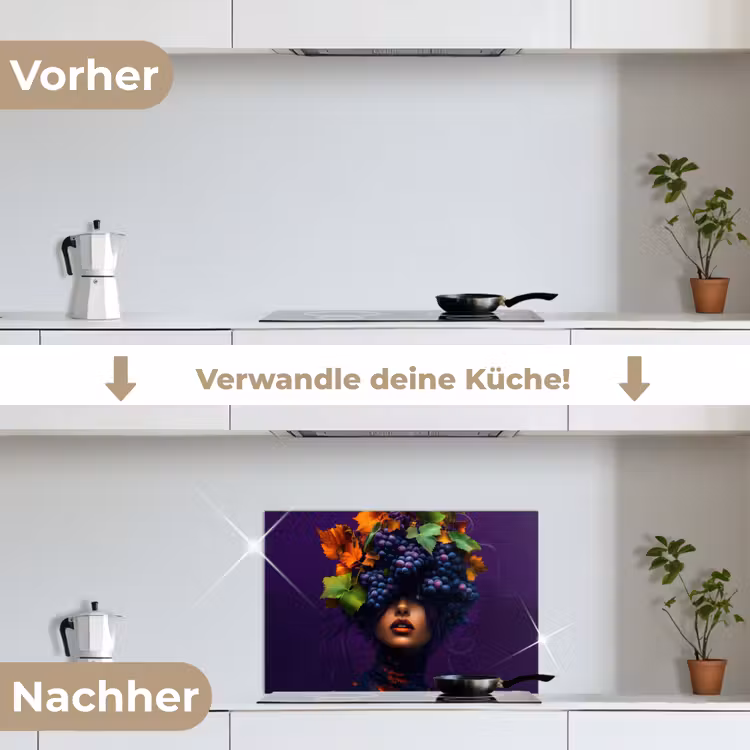 Vrouw - Paars - Druiven keuken achterwand spatscherm klein -voor_na_DE