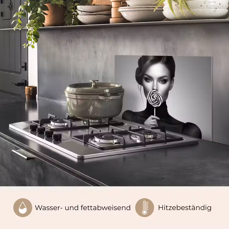 Vrouw - Lolly - Zwart keuken achterwand spatscherm klein -usp_DE
