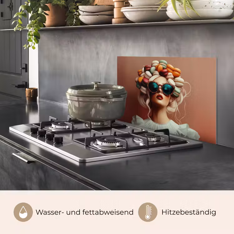 Vrouw - Macarons - Bril keuken achterwand spatscherm klein -usp_DE