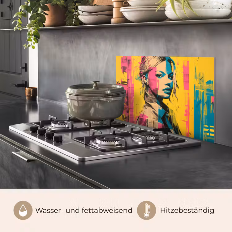 Vrouw - Verfstrepen - Gekleurd keuken achterwand spatscherm klein -usp_DE