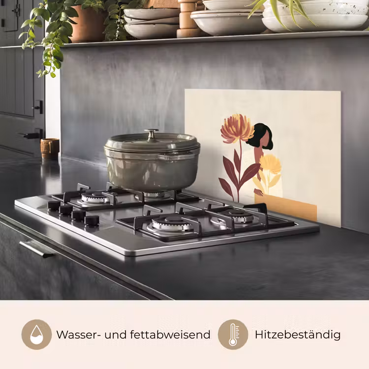 Vrouw - Minimalistisch - Bloem keuken achterwand spatscherm klein -usp_DE