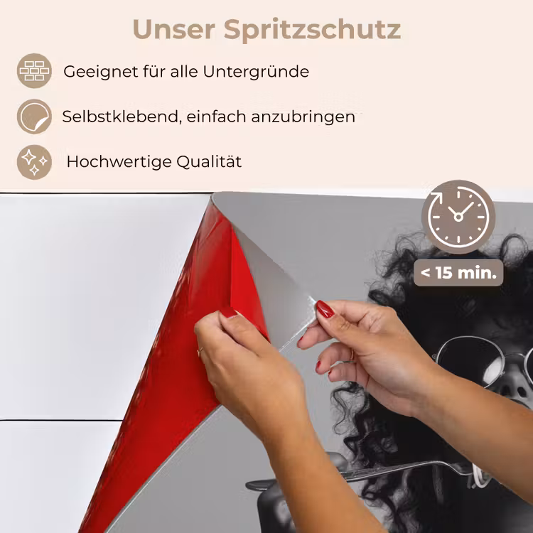 Vrouw - Pasta - Zwart - Wit keuken achterwand spatscherm klein -spatscherm_DE