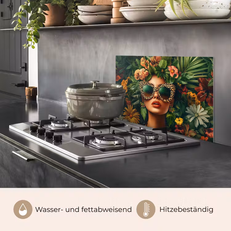 Vrouw - Panterprint - Jungle - Natuur - Luxe keuken achterwand spatscherm klein -usp_DE