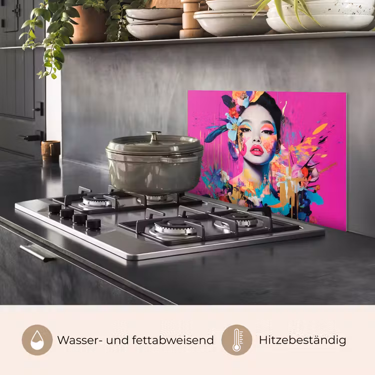Vrouw - Portret - Abstract - Paars keuken achterwand spatscherm klein -usp_DE
