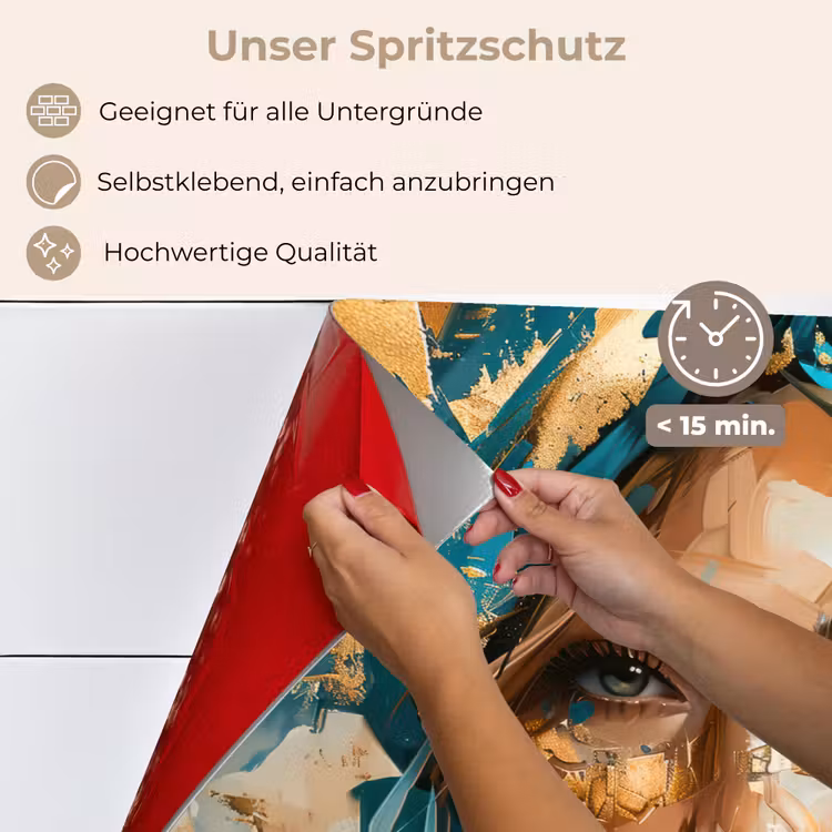 Vrouw - Portret - Goud - Luxe - Blauw keuken achterwand spatscherm klein -spatscherm_DE