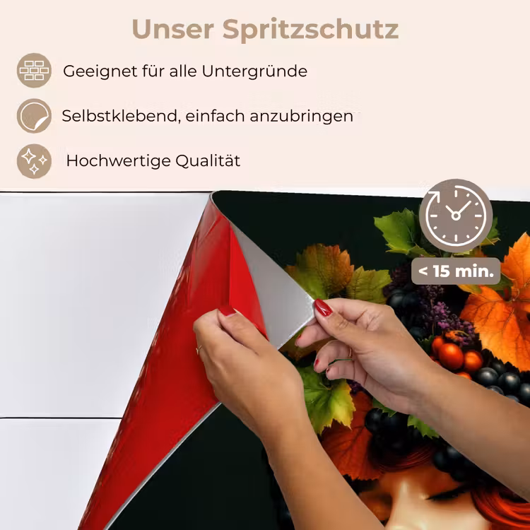 Vrouw - Rood - Groen - Druiven keuken achterwand spatscherm klein -spatscherm_DE