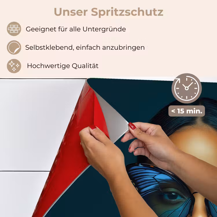 Vrouw - Vlinder - Bril - Blauw - Modern - Portret keuken achterwand spatscherm klein -spatscherm_DE