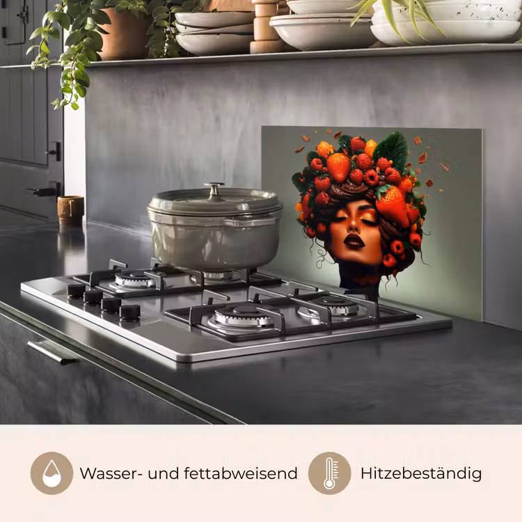 Vrouw - Chocolade - Frambozen - Aardbeien - Koekjes keuken achterwand spatscherm klein -usp_DE