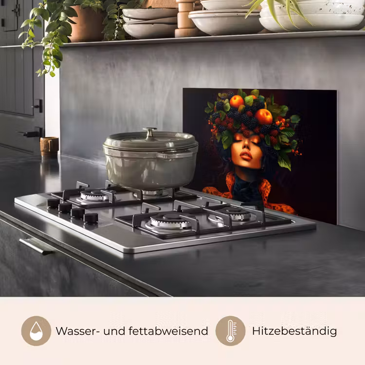 Vrouw - Zwart - Bessen - Bramen - Appels keuken achterwand spatscherm klein -usp_DE