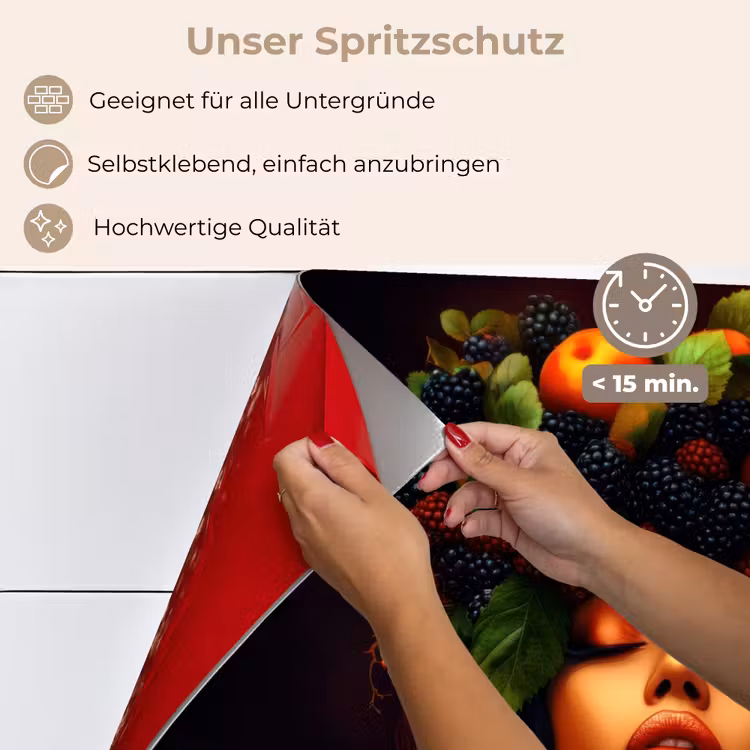 Vrouw - Zwart - Bessen - Bramen - Appels keuken achterwand spatscherm klein -spatscherm_DE
