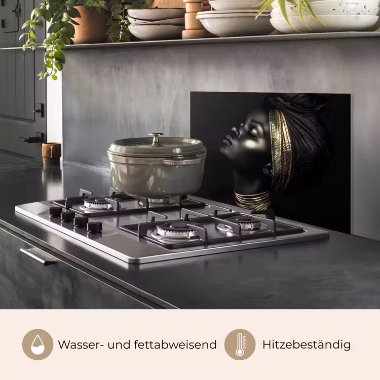 Vrouw - Zwart - Goud - Sieraden keuken achterwand spatscherm klein -usp_DE