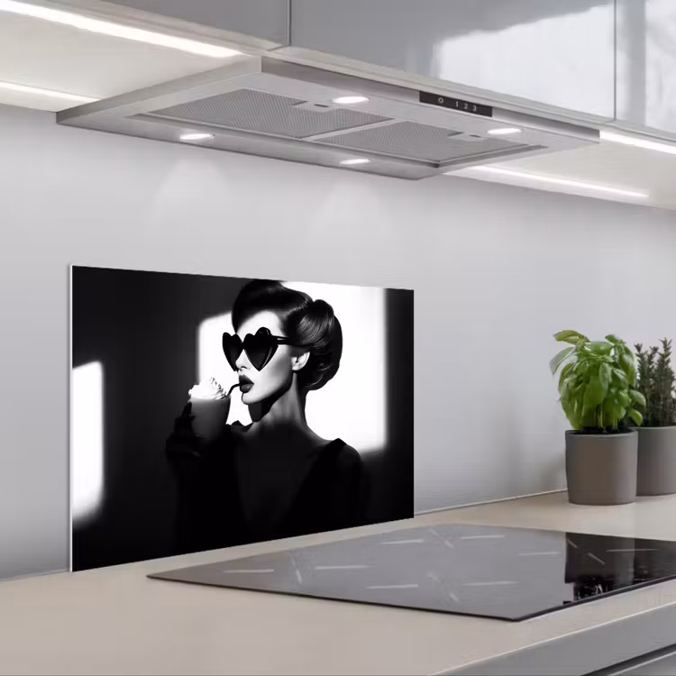 Vrouw - Zwart - Hart keuken achterwand spatscherm klein -3d_schuin