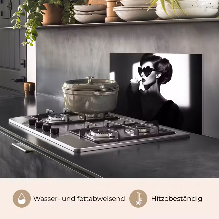 Vrouw - Zwart - Hart keuken achterwand spatscherm klein -usp_DE