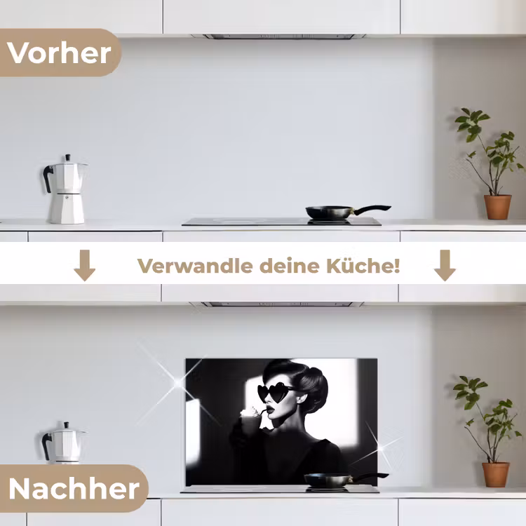Vrouw - Zwart - Hart keuken achterwand spatscherm klein -voor_na_DE