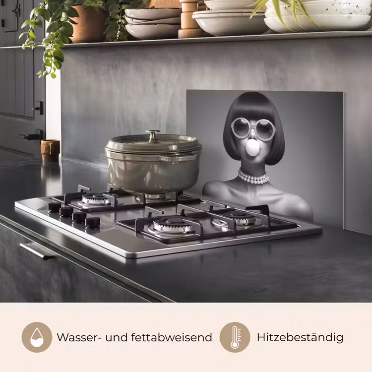 Vrouw - Zwart Wit - Ketting - Zonnebril keuken achterwand spatscherm klein -usp_DE