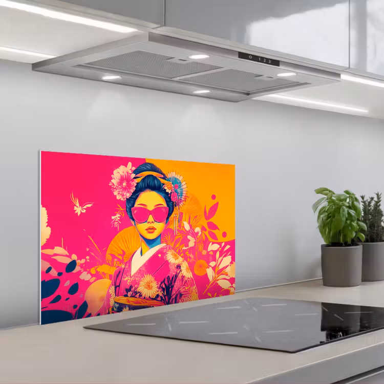 Vrouw - Zonnebril - Abstract - Oranje keuken achterwand spatscherm klein -3d_schuin