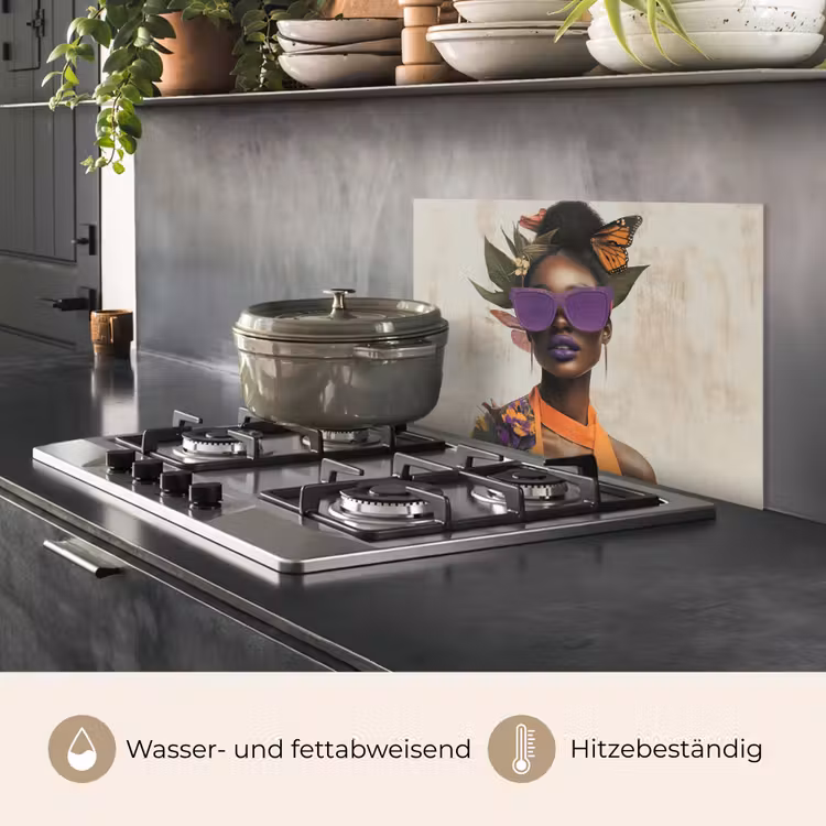 Vrouw - Zonnebril - Vlinder - Bloemen keuken achterwand spatscherm klein -usp_DE