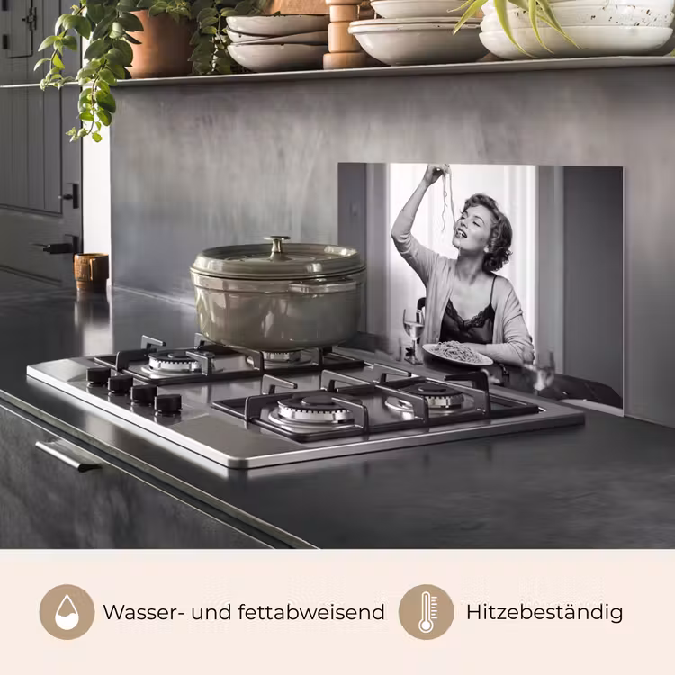 Vrouw - Spaghetti - Zwart - Wit keuken achterwand spatscherm klein -usp_DE