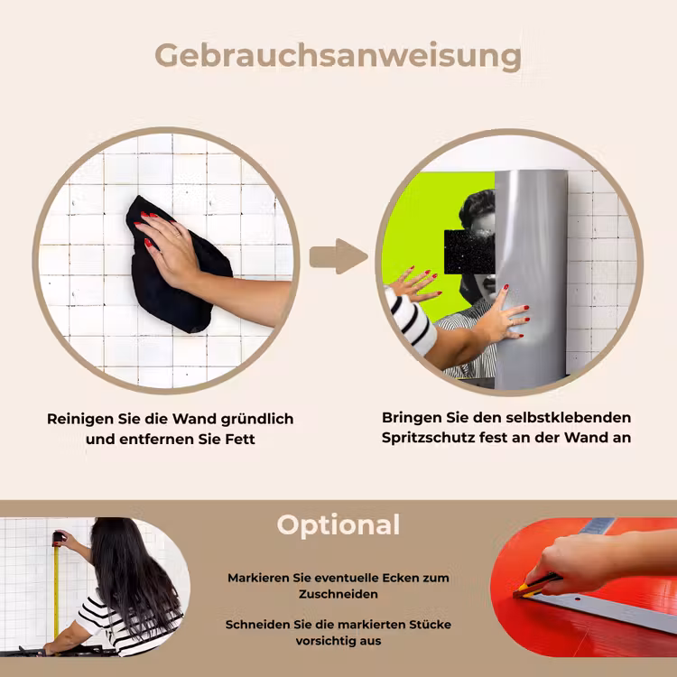 Vrouw - Sterrenhemel - Groen keuken achterwand spatscherm klein -gebruiksaanwijzing_DE