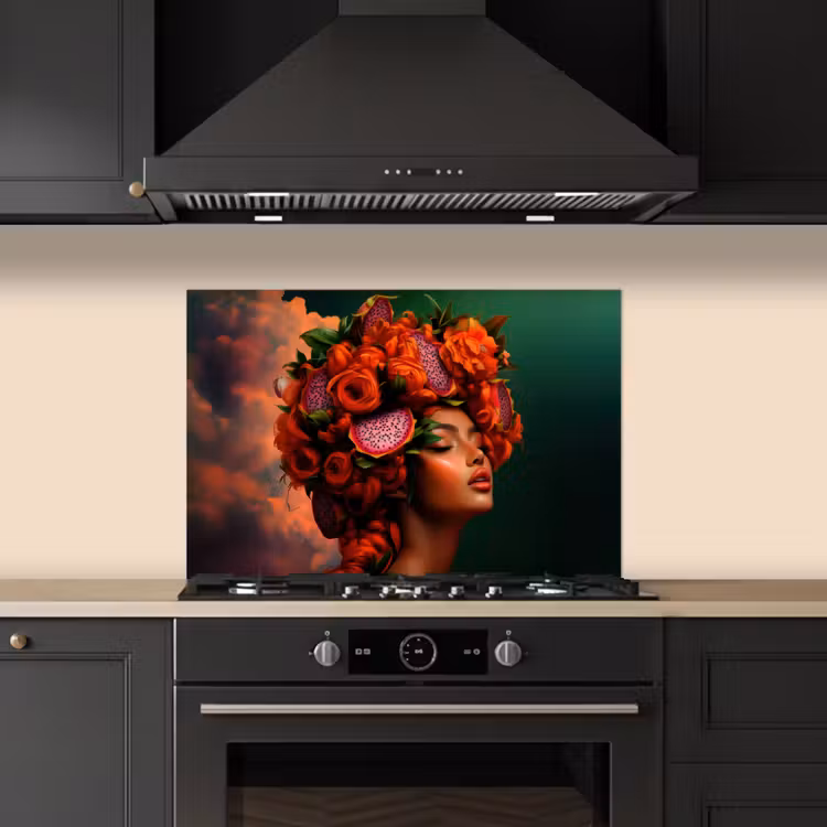Vrouw - Drankenfruit - Rozen keuken achterwand spatscherm klein -sfeer1