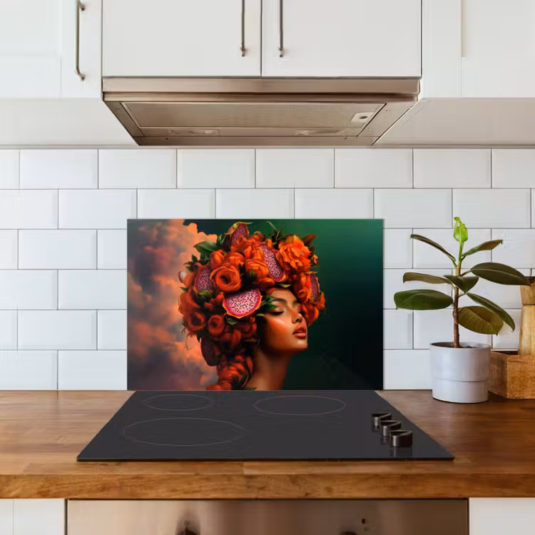 Vrouw - Drankenfruit - Rozen keuken achterwand spatscherm klein -sfeer2